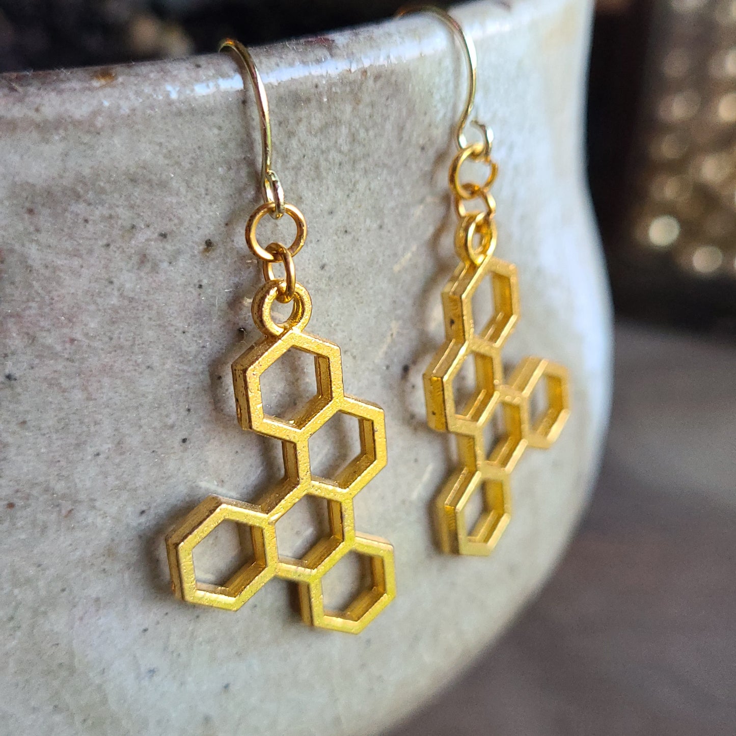 Hive Earrings | Gold Bee Earrings