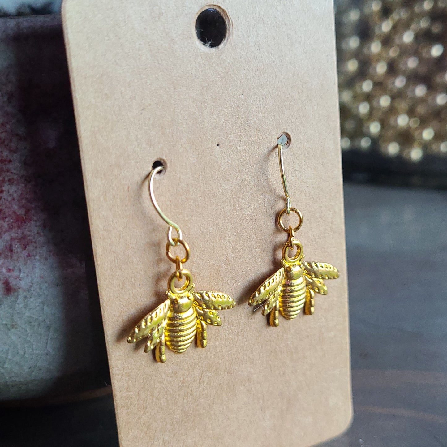 Worker Bee Earrings | Gold Bee Earrings