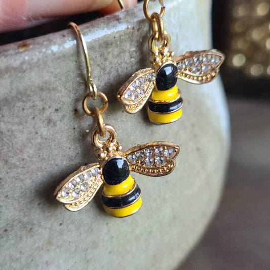 Queen Bee Earrings | Gold Bee Earrings